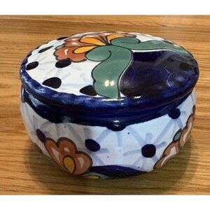 Talavera Mexico Pottery Trinket Candy Jewelry Box